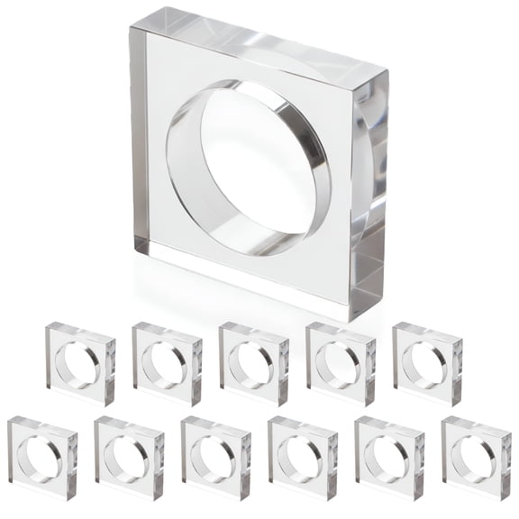 Set of 12 Handcrafted Napkin Rings - Acrylic Round Napkin Holders for Dining Table Décor (Opaque)