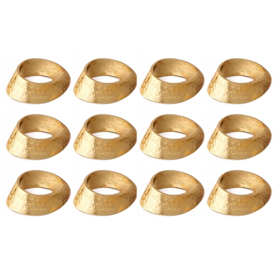 Set of 12 Handcrafted Napkin Rings - Aluminum Round Napkin Holders for Dining Table Décor (Metallic Gold)