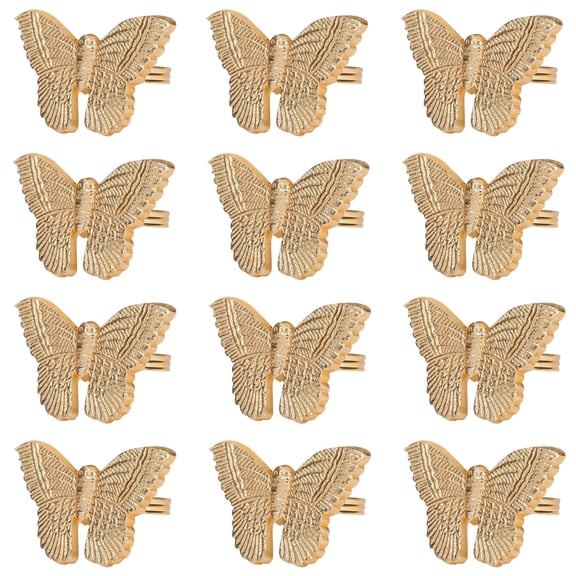 Set of 12 Handcrafted Napkin Rings - Aluminum Round Napkin Holders for Dining Table Décor (Shiny Gold)