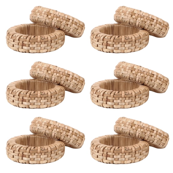 Set of 12 Handcrafted Napkin Rings - Plastic Round Napkin Holders for Dining Table Décor (Tan Brown)