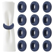 Set of 12 Handcrafted Napkin Rings - Plastic & Rayon Round Napkin Holders for Dining Table Décor (Royal Blue)