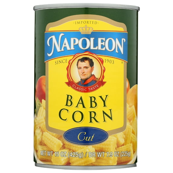 Pack of 12, Napoleon Cut Baby Corn, 15 oz