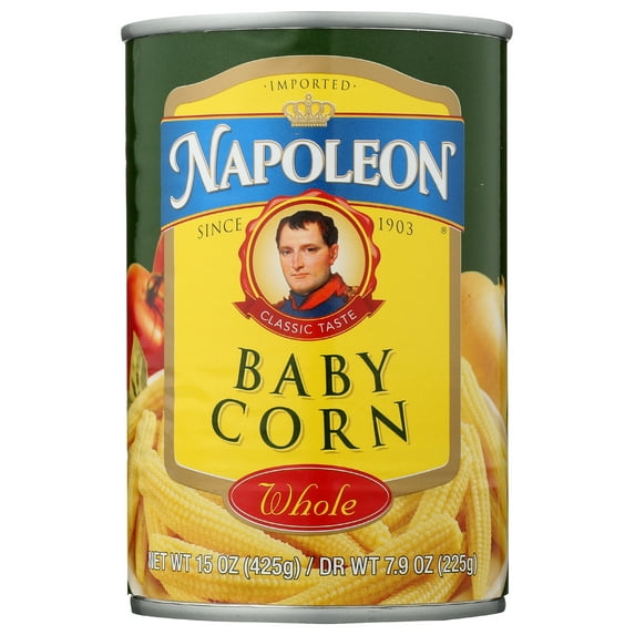 Pack of 12, Napoleon Whole Baby Corn, 15 oz