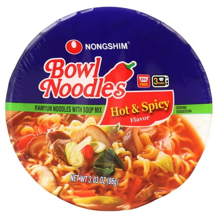 Pack of 12, Nong Shim Hot & Spicy Ramyun Noodle Soup, 3.03 oz