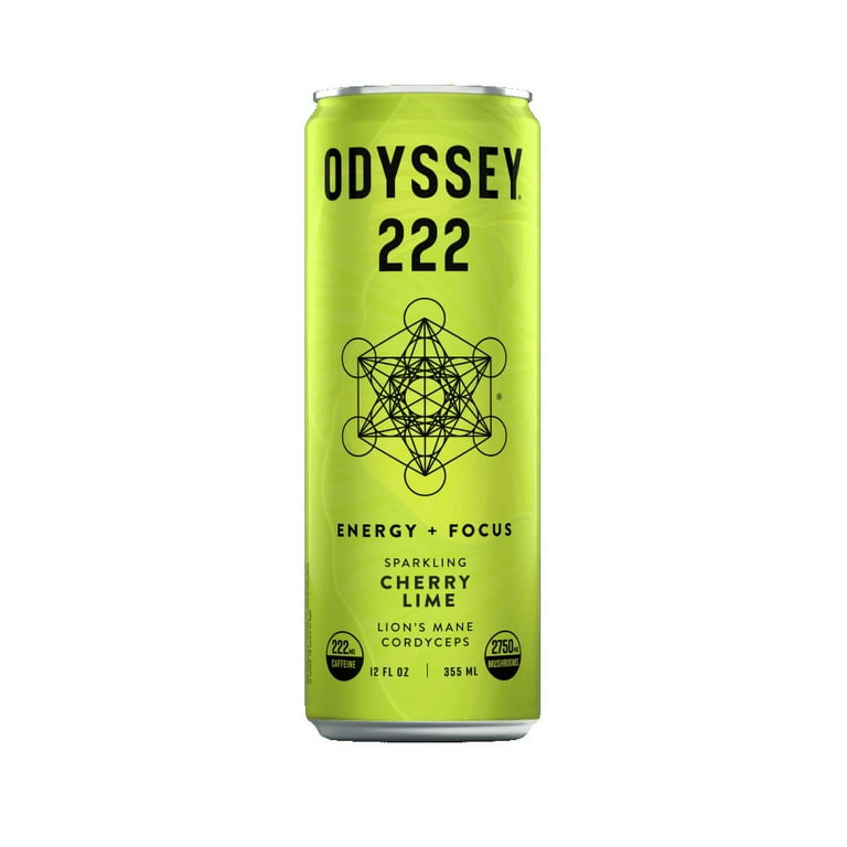 Pack of 12), Odyssey 222mg Sparkling Energy + Focus - Cherry