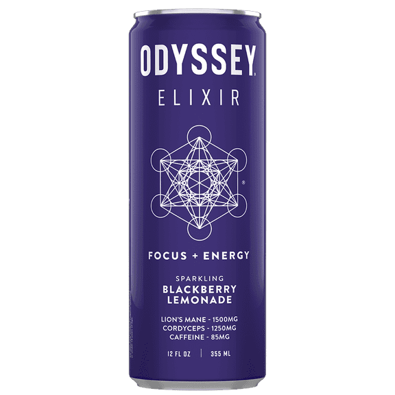 Pack of 12, Odyssey Elixir Blackberry Lemonade Sparkling Energy Drink, 12 fl oz