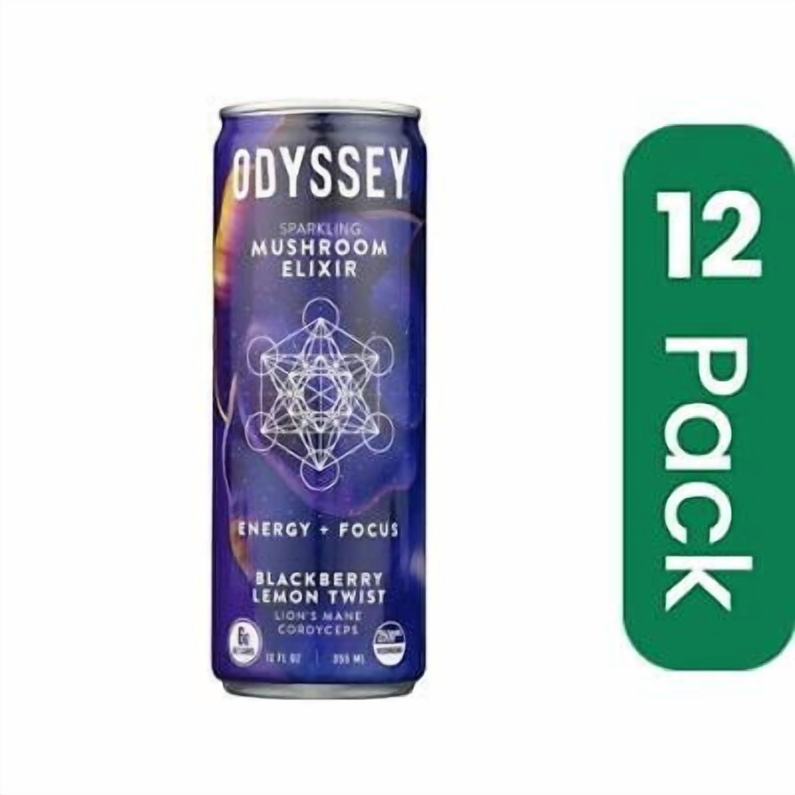 (Pack of 12) Odyssey Elixir Beverage Sparkling Energy Blackberry Lemon 12 Fo