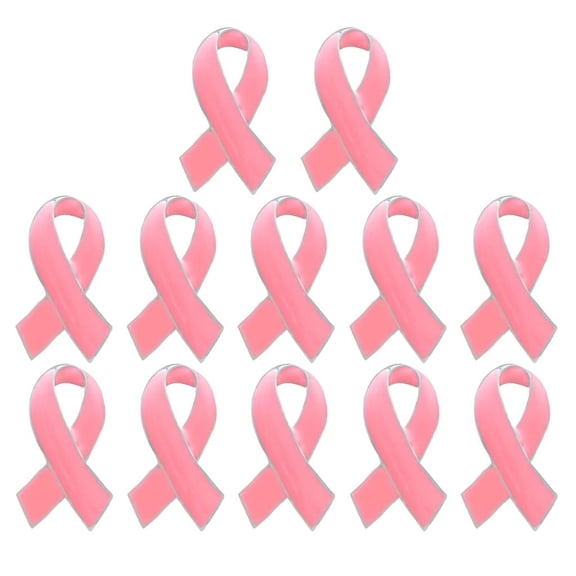 Pack of 12 Official Breast Cancer Awareness Brooch Pins Pink Ribbon Lapel Pins Buttons, 0.71 x 1.97 Inch