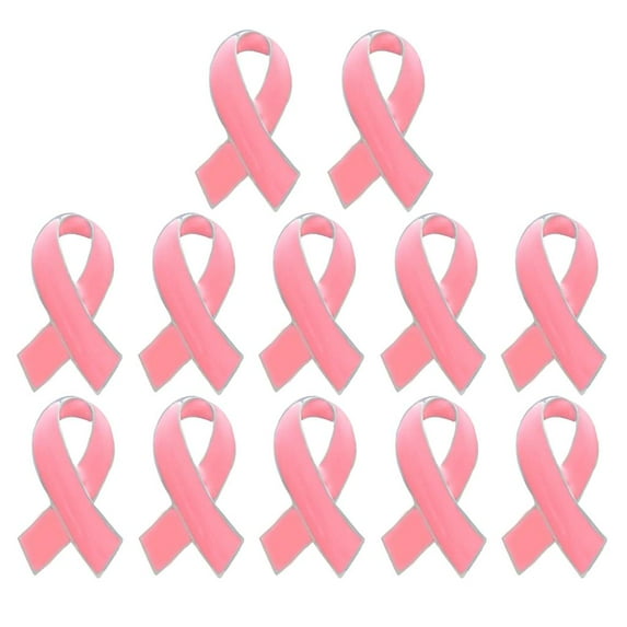 Pack of 12 Official Breast Cancer Awareness Brooch Pins Pink Ribbon Lapel Pins Buttons, 0.71 x 1.97 Inch