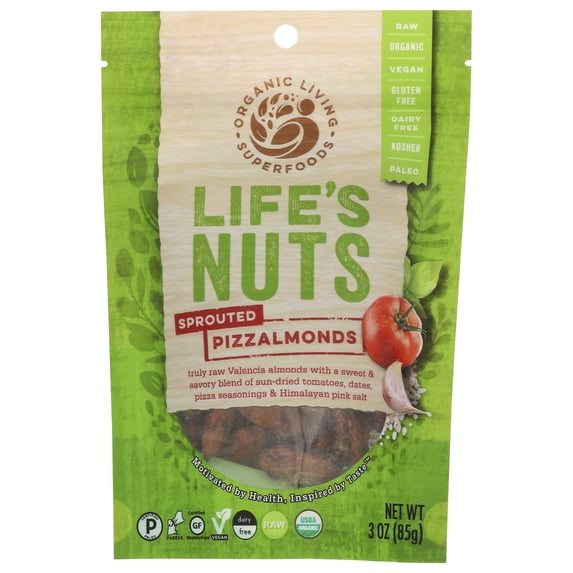 (Pack of 12), Organic Living Superfoods Sprouted Pizza Almonds, 3 oz