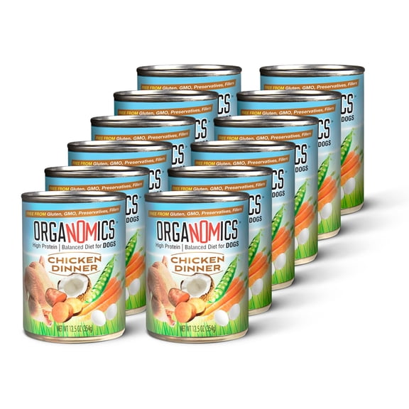 (Pack of 12) Organomics Dog Food Chicken Dinner for Dogs 12.5 Oz