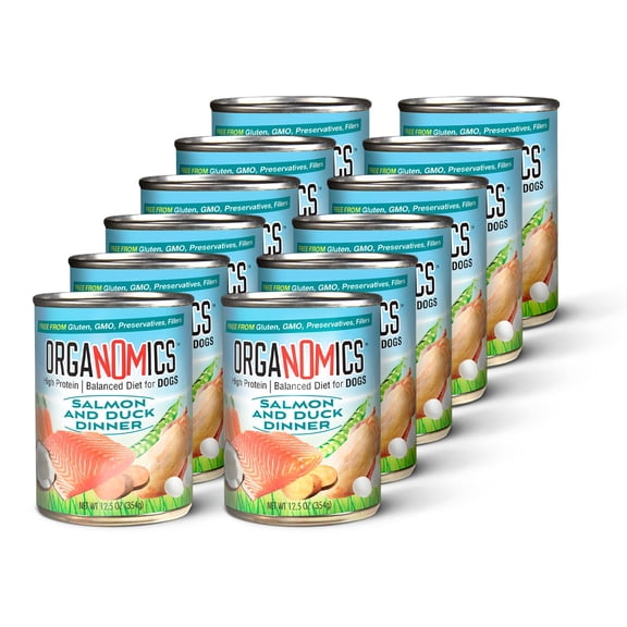(Pack of 12) Organomics Dog Food Salmon & Duck 12.5 Oz