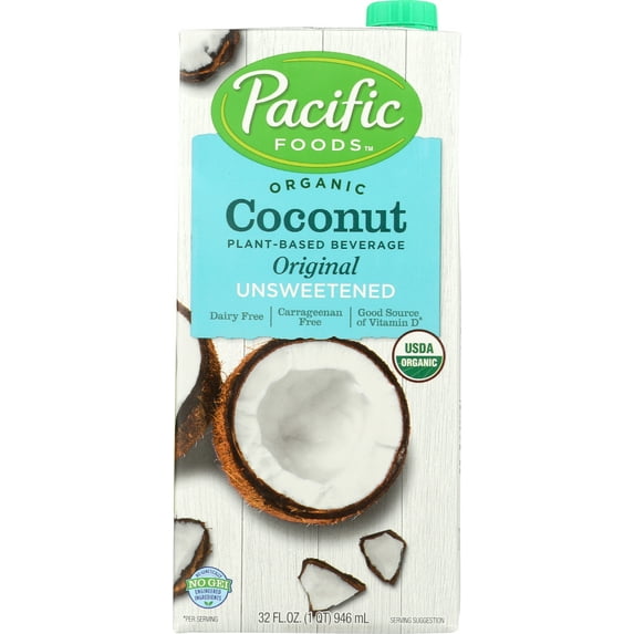 Pack of 12, Pacific Foods Original Unsweetened Organic Coconut, 32 fl oz