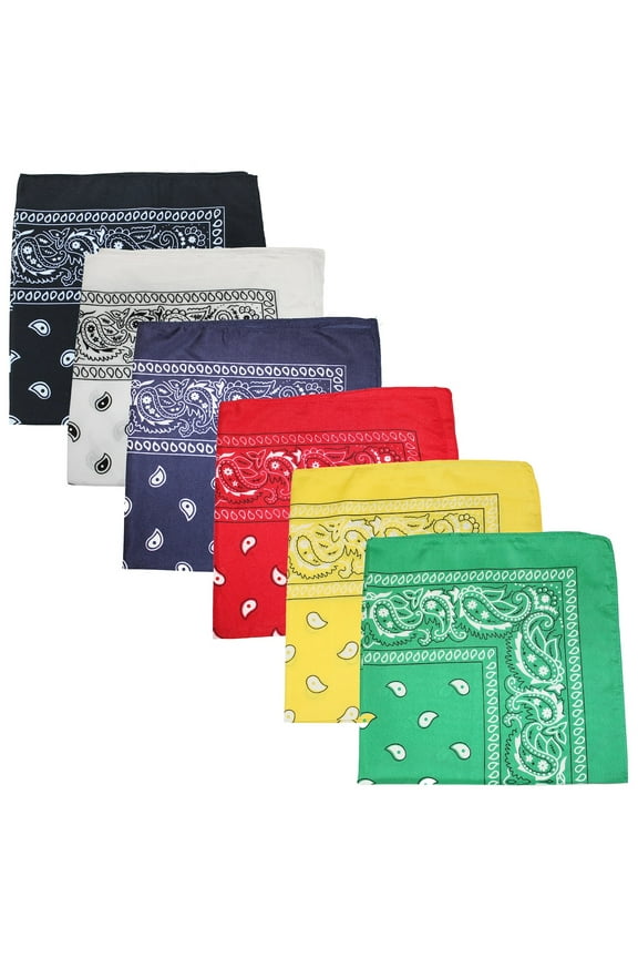 Pack of 12 Paisley Cotton Bandanas Novelty Headwraps - Dozen Available in Many