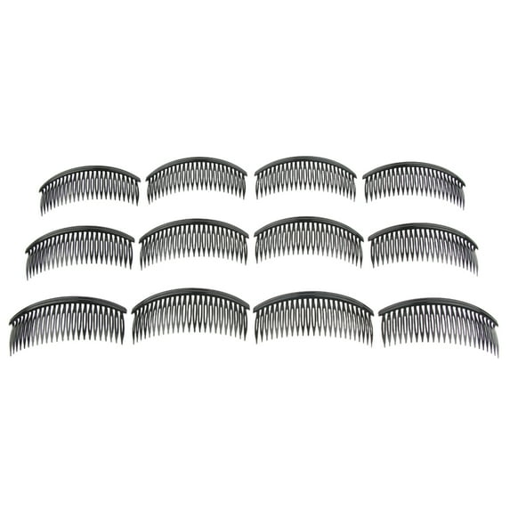 Pack of 12 Pieces of Plain Large Hair Combs Slides Hair , Black, Black