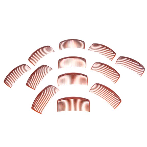 Pack of 12 Pieces of Plain Large Plastic Hair Combs Slides Hair , Red brown, Red brown