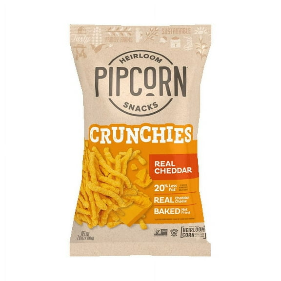 Pack of 12, Pipcorn Heirloom Snacks Crunchies Cheddar, 7 oz