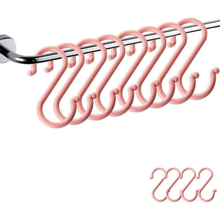Pack of 12 Plastic Hanging S-Hooks, Creative Multi Purpose Plastic S Shaped  Double Head Hanger Hooks, Large (4.7 Inch), Pink