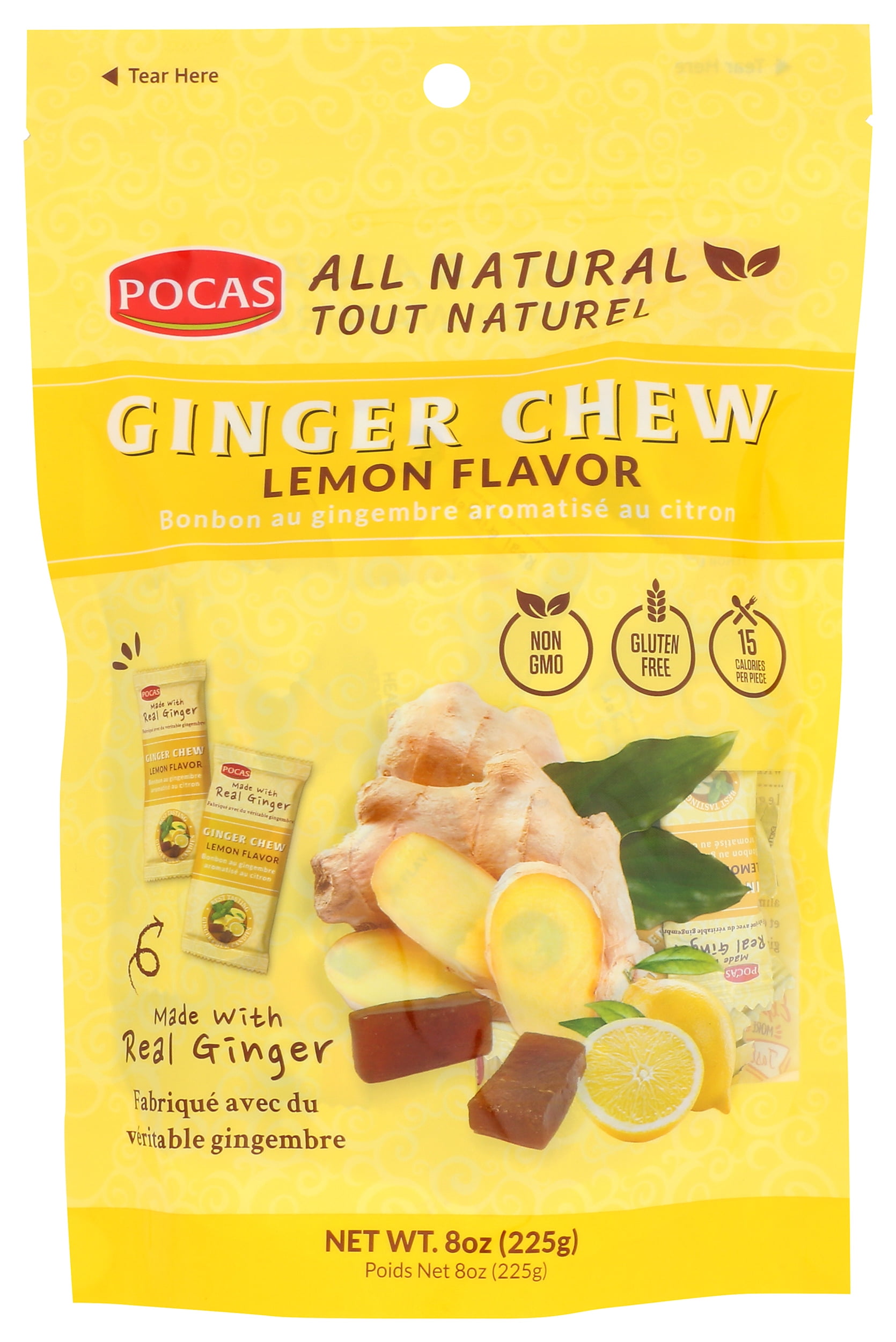 Pack of 12), Pocas Ginger Chew Lemon Flavor, 8 oz - Walmart.com
