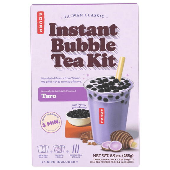 Pack of 12 Pocas Tea Bubble Kit Taro 8.9 oz
