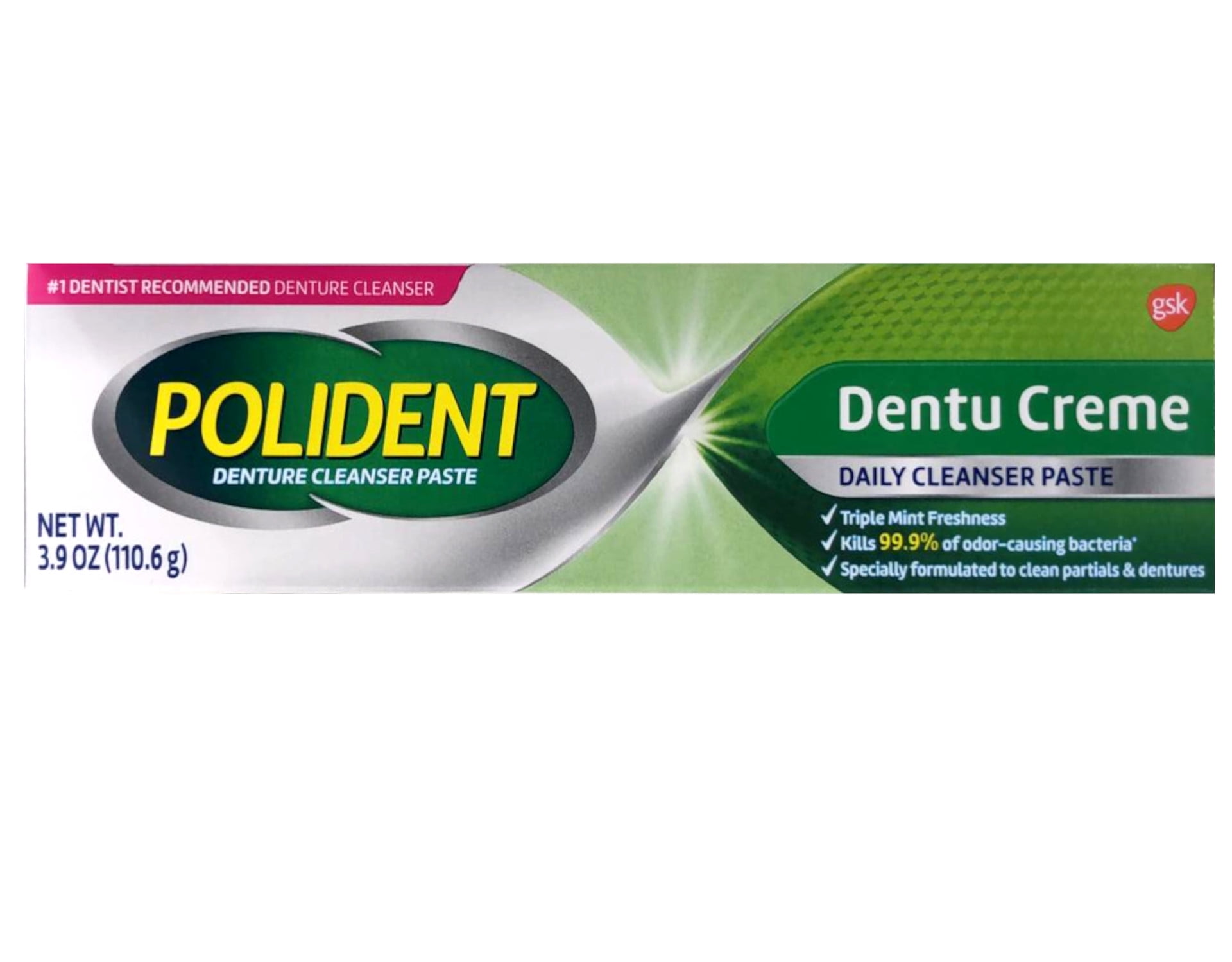 Pack of 12 - Polident Dentu-Creme Triple Mint Freshness Denture Cleanser Paste 3.9 oz. Box