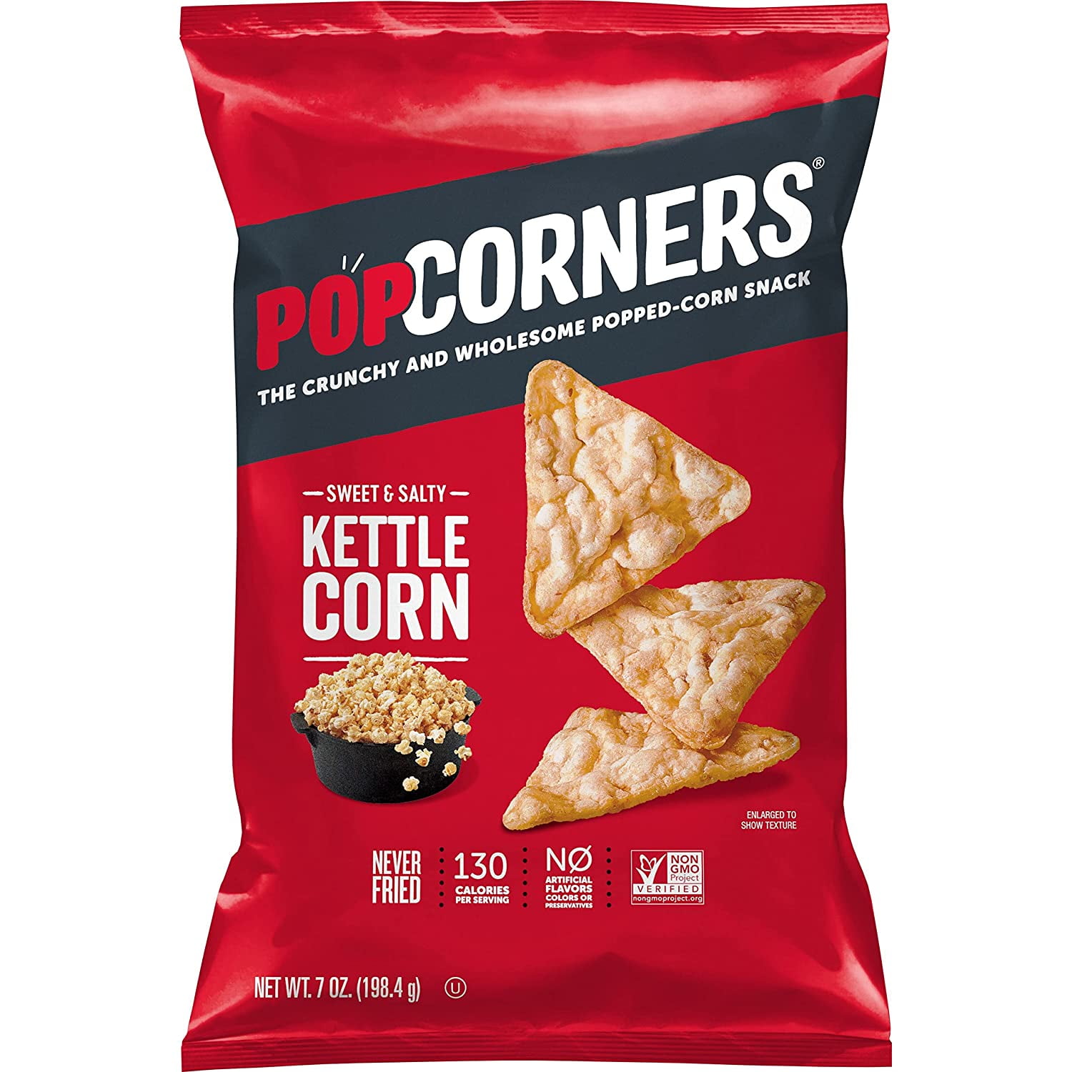 Pack of 12, Popcorners Sweet & Salty Kettle Corn Chips, 7 oz