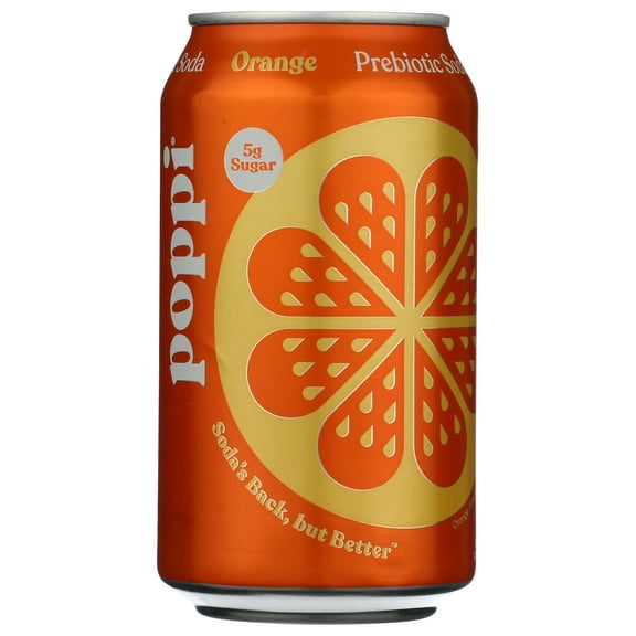 Pack of 12, Poppi Orange Prebiotic Soda, 12 fl oz
