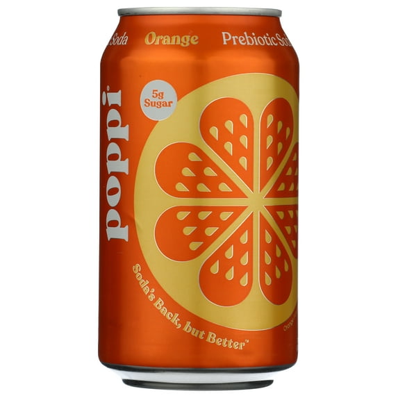 Pack of 12, Poppi Orange Prebiotic Soda, 12 fl oz