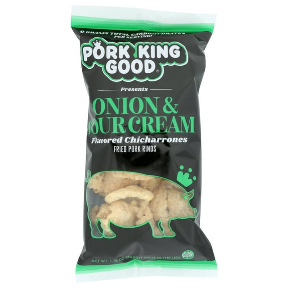 Pack of 12, Pork King Good Onion & Sour Cream Pork Rinds, 1.75 oz
