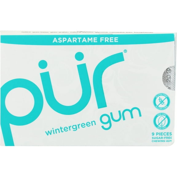 Pack of 12, Pur Wintergreen Gum, 9 pc