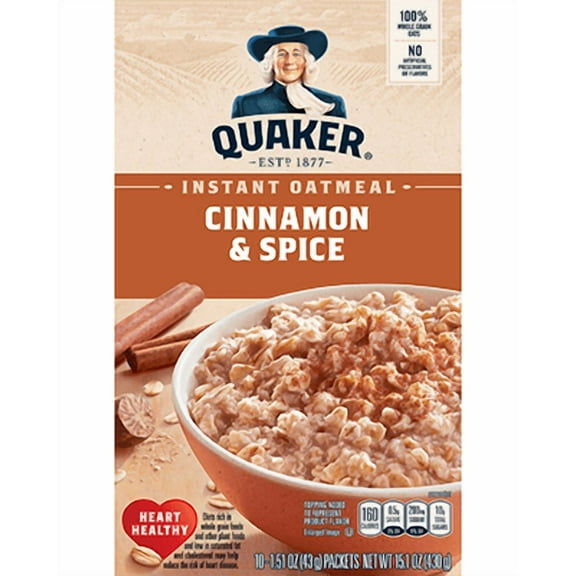 Pack of 12 Quaker Instant Cinnamon Oats 10.9 oz