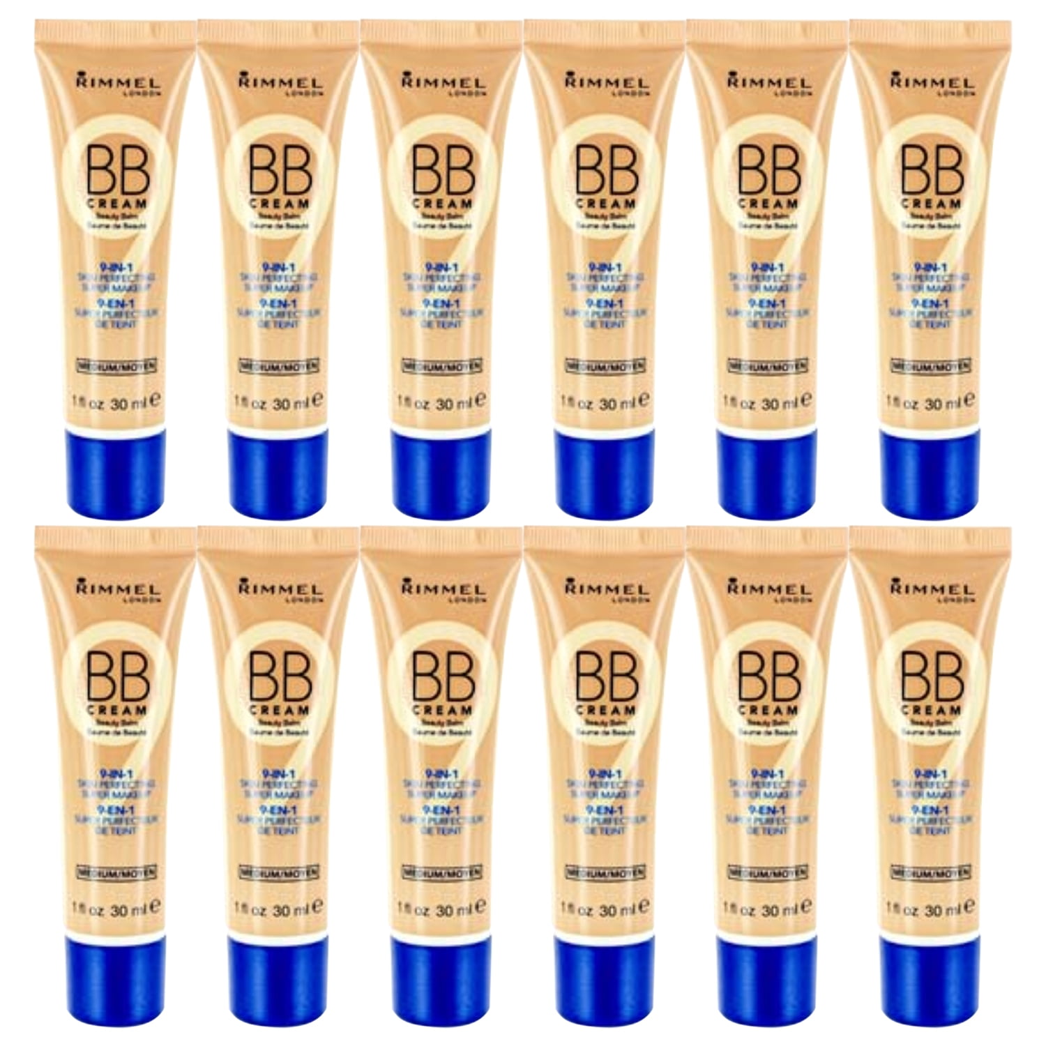 Pack of (12) Rimmel London BB Cream Super Makeup Medium 1.0 oz