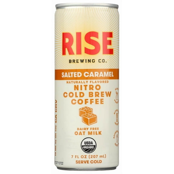 Pack of 12, Rise Brewing Co Salted Caramel Nitro Cold Brew Oat Milk Latte, 7 fl oz