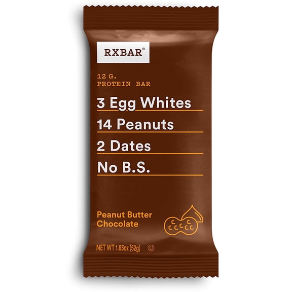 Pack of 12, Rxbar Peanut Butter Chocolate Protein Bar, 1.83 oz