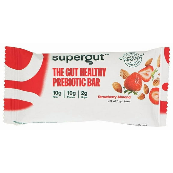 (Pack of 12) SUPERGUT Bar Probiotic Almond Strawberry 1.8 Oz