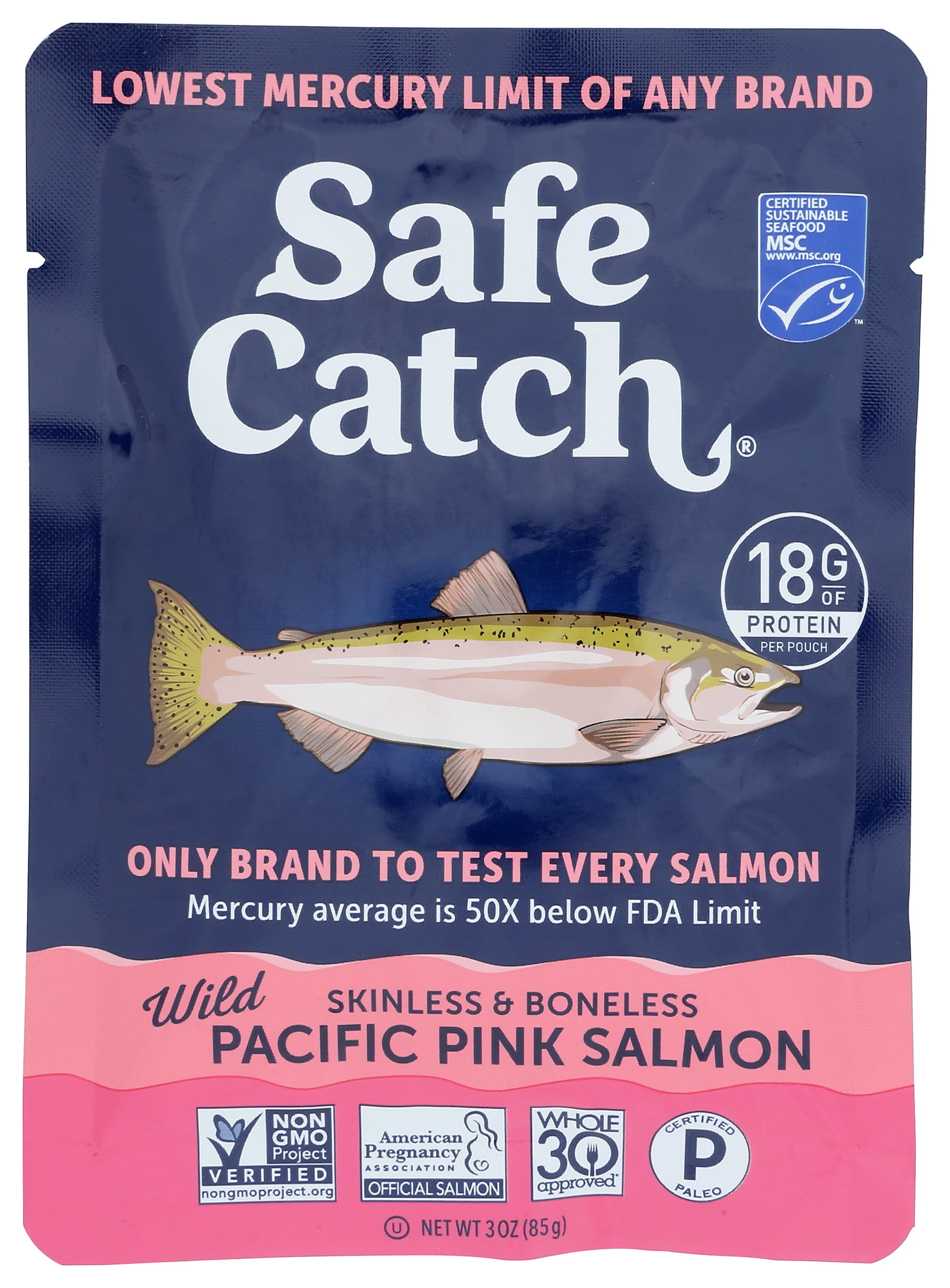 (Pack of 12), Safe Catch Wild Pacific Pink Salmon - Single Serve Pouch, 3 oz
