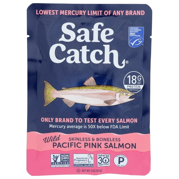 (Pack of 12), Safe Catch Wild Pacific Pink Salmon - Single Serve Pouch, 3 oz