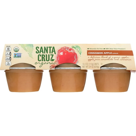 Pack of 12, Santa Cruz Organic Cinnamon Apple Sauce, 24 oz