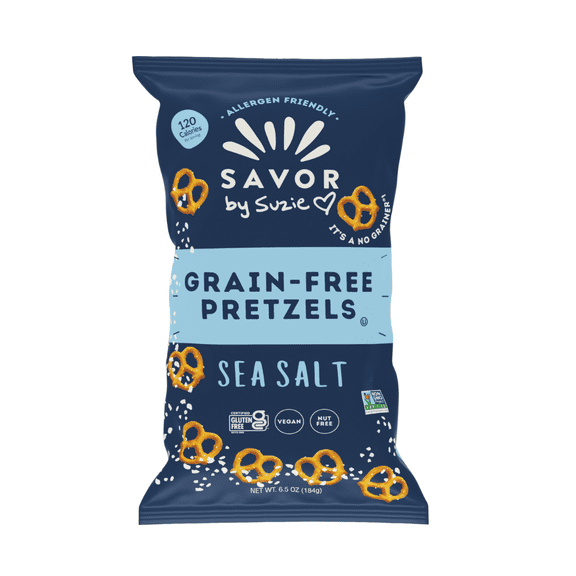 Pack of 12, Savor By Suzie Sea Salt Grain Free Pretzels, 6.5 oz