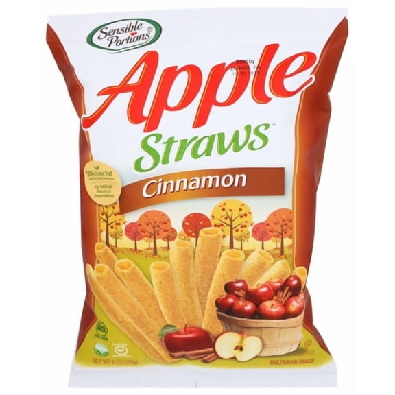 (Pack of 12) Sensible Portions Straw Apple Cinnamon 6 oz