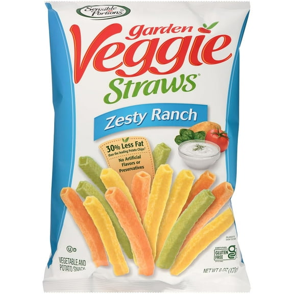 Pack of 12, Sensible Portions Zesty Ranch Garden Veggie Straws, 6 oz