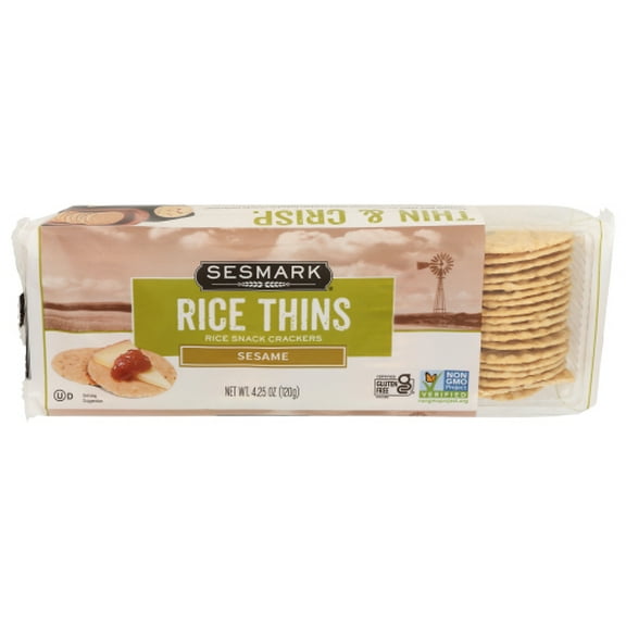 Pack of 12 Sesmark Rice Thin Sesame Crackers 4.25 oz