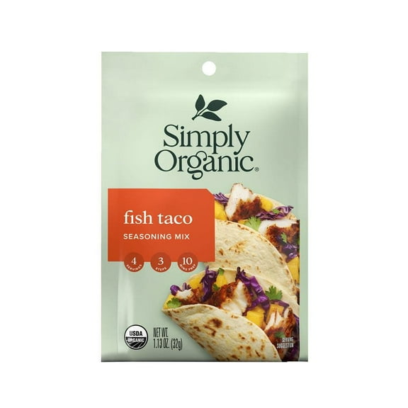 Pack of 12, Simply Organic Fish Taco Seasoning Mix, 1.3 oz