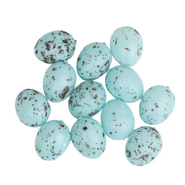 Pack of 12 Small Fake Blue Speckled Bird Eggs - For Spring and Easter