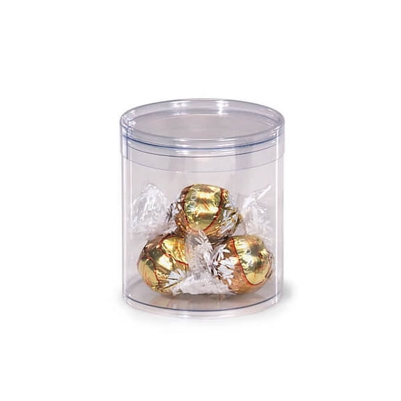 Pack of 12, Small Round Clear Containers Clear Pet 3" Dia x 3" H Great for Wrap Ped Candies, Party Favors or Small Gifts