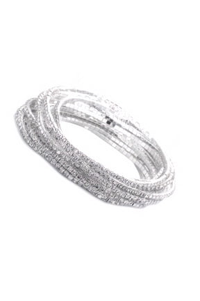 Pack of 12 Sparkling Rhinestones Stretch Bracelets Elastic Bands Crystals Bangle Jewelry Accessory for Women Ladies