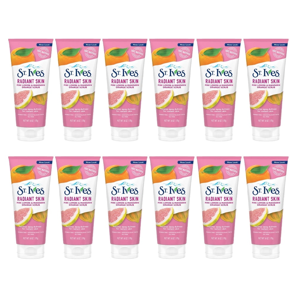 Pack of (12) St Ives Scrub, Even And Bright Pink Lemon And Mandarin Orange 6 Ounce