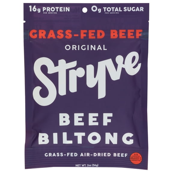 Pack of 12, Stryve Protein Snacks Original Beef Biltong, 2 oz