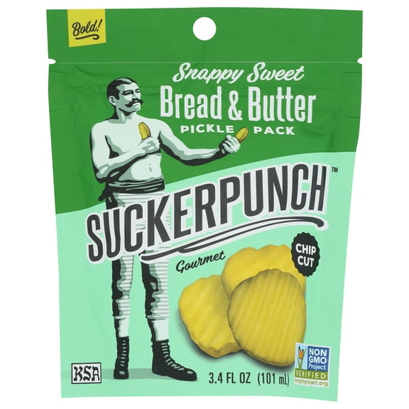 (Pack of 12), SuckerPunch Gourmet Bread & Butter Pickle Chip Cut, 3.4 fl oz