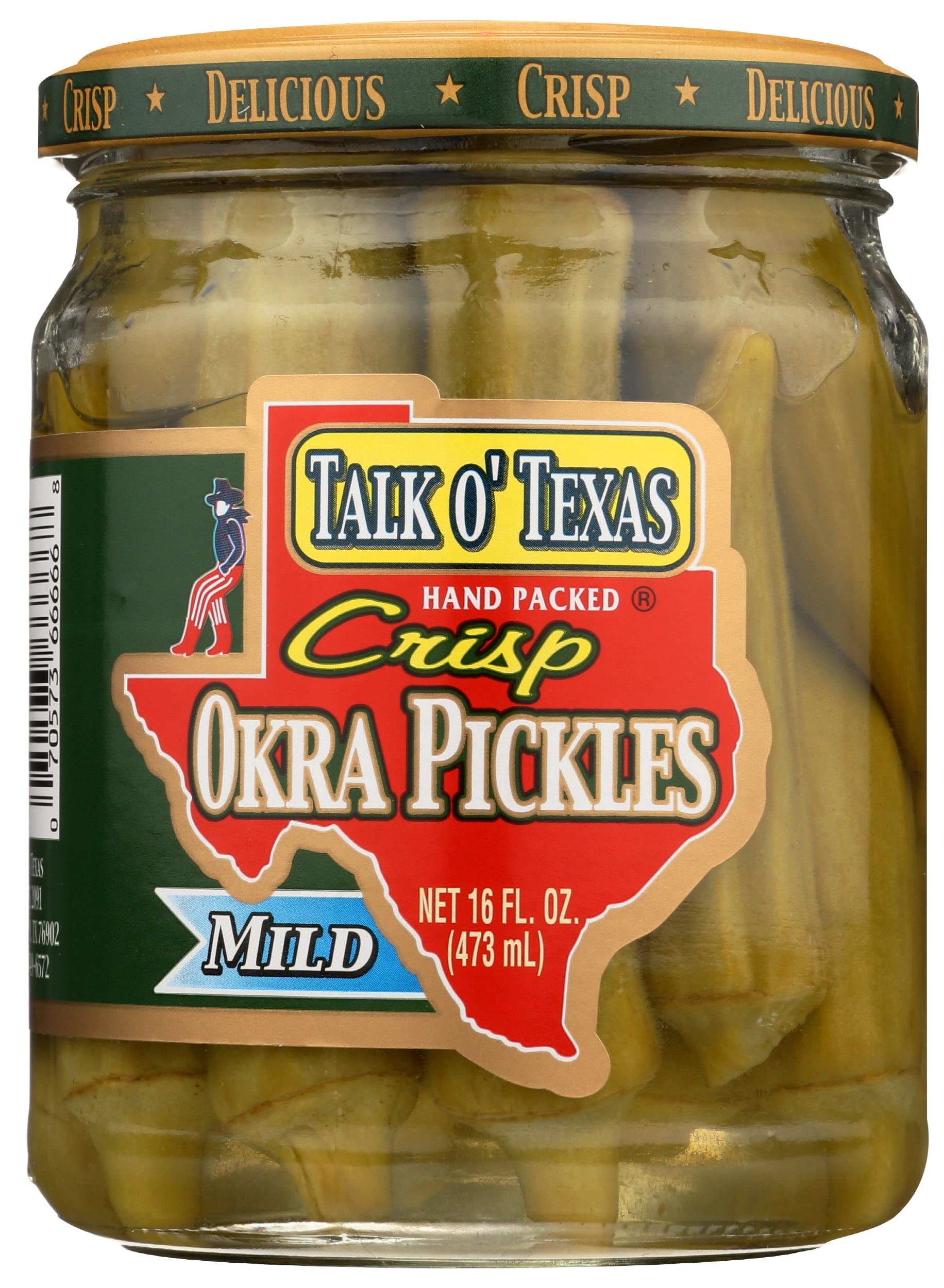 Pack of 12, Talk O Texas Crisp Okra Pickles, 16 oz